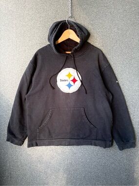 Vintage Reebok Steelers NFL Team Apparel Black Hoodie Men Size XL